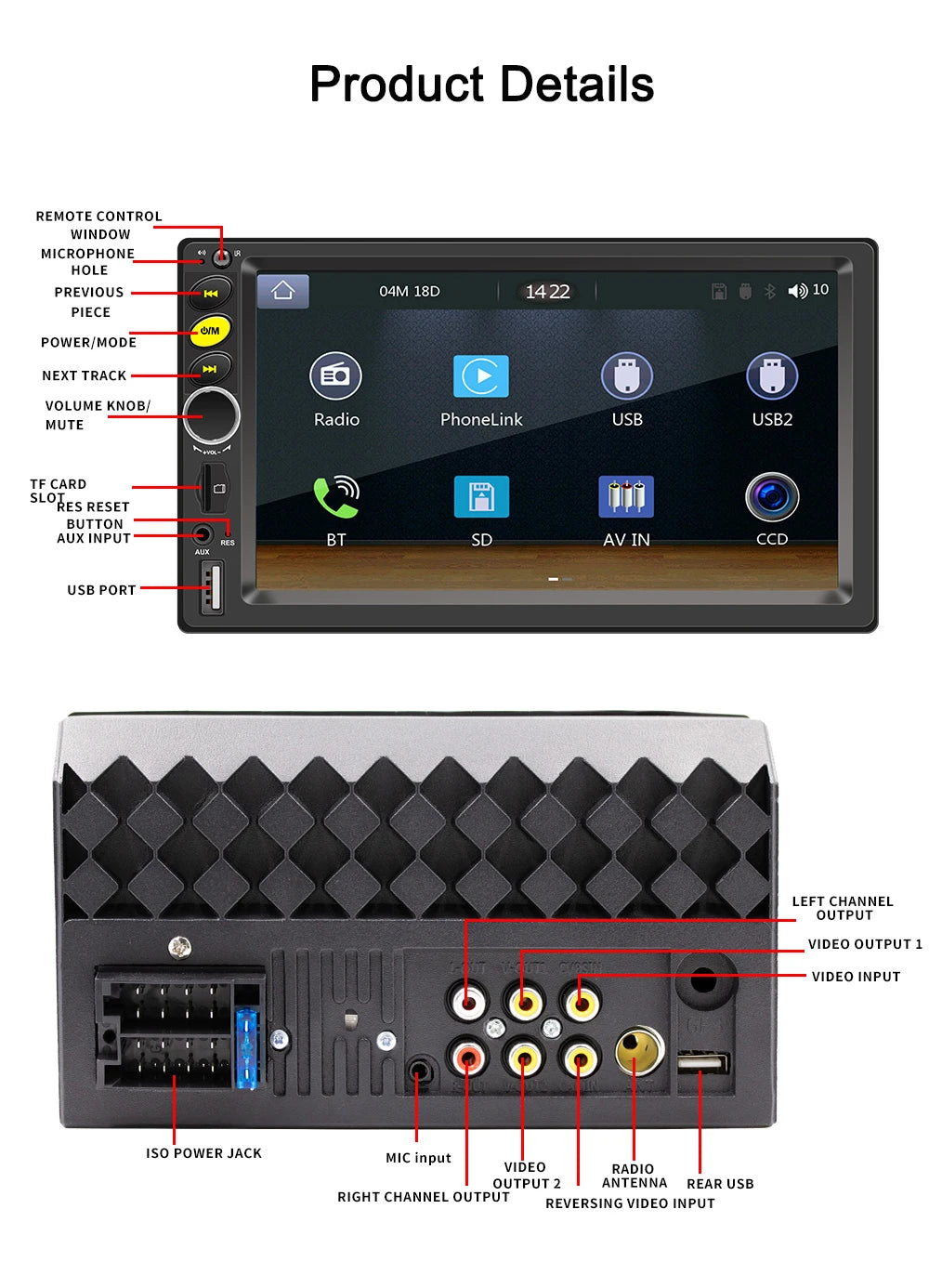 2 Din Universal Android 13 Car Radio 7/9/10 Inch Wireless CarPlay Android Auto GPS Bluetooth Multimedia Head Unit for Toyota