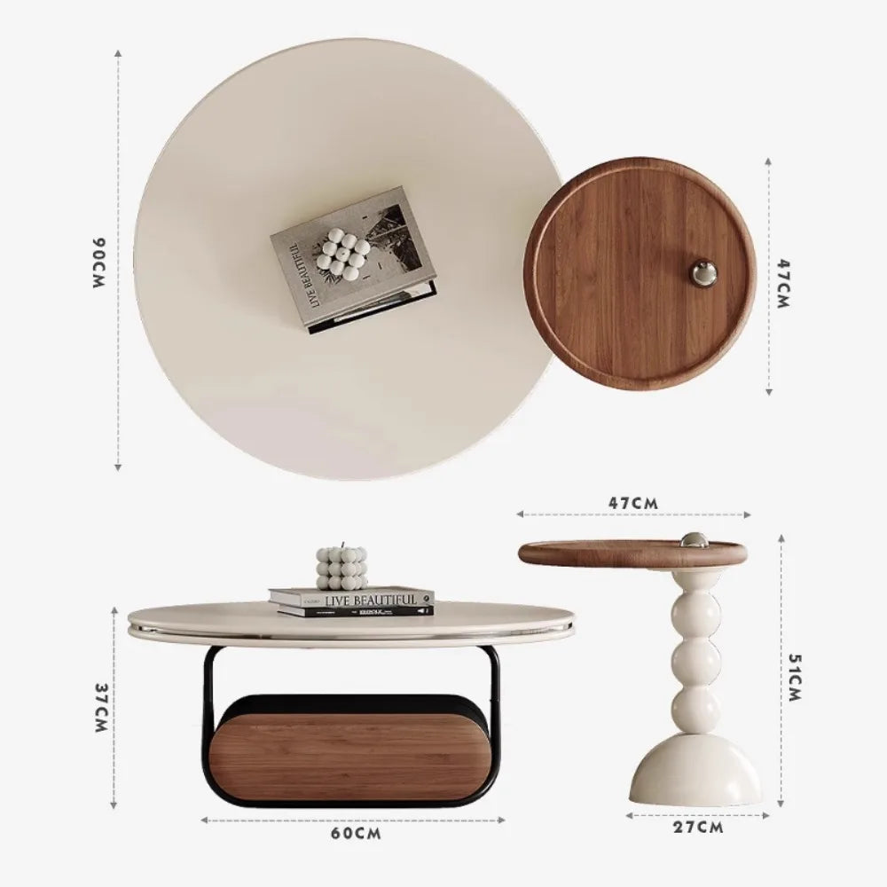 Round Luxury Coffee Table Corner Designer Cool Minimalist Tables Books Premium Mesas De Centro Para Sala Home Furniture