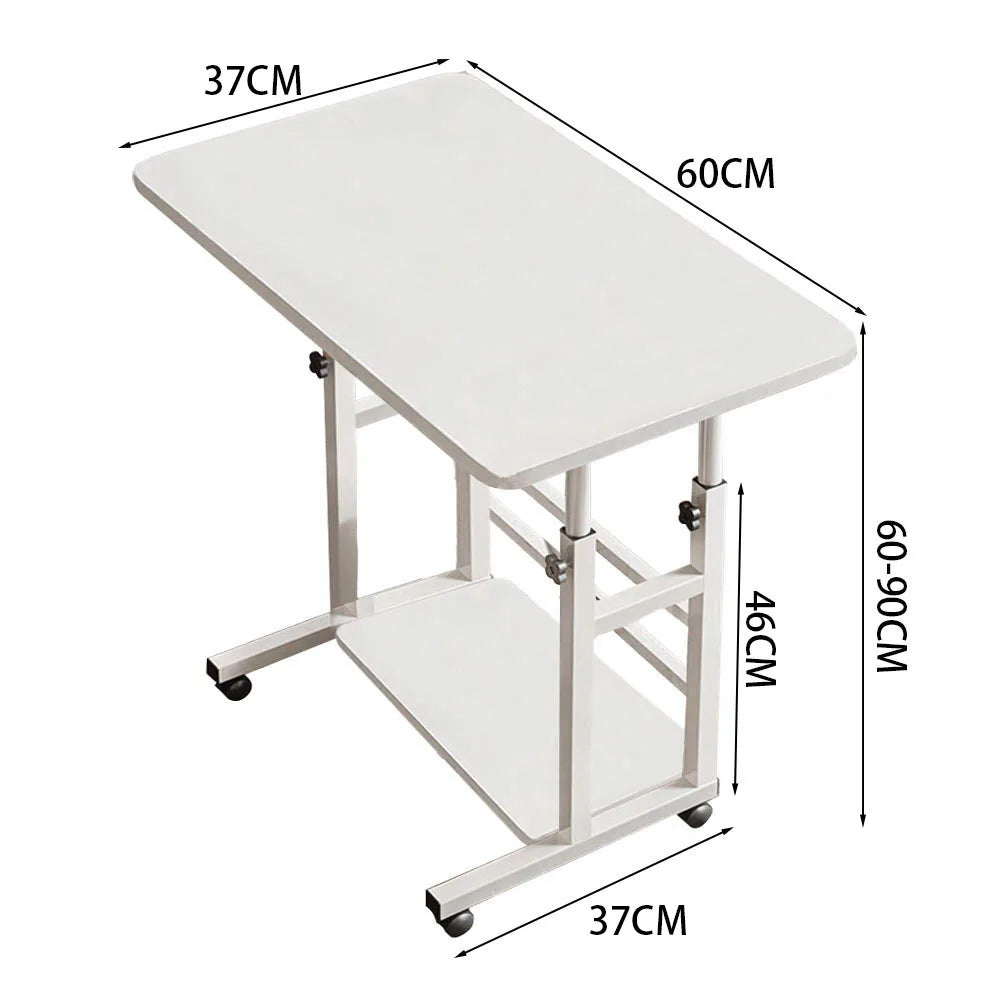 Bedroom Dormitory Movable Bedside Laptop Table Height Adjustable Bedside Table With Wheels Desk Tray Table