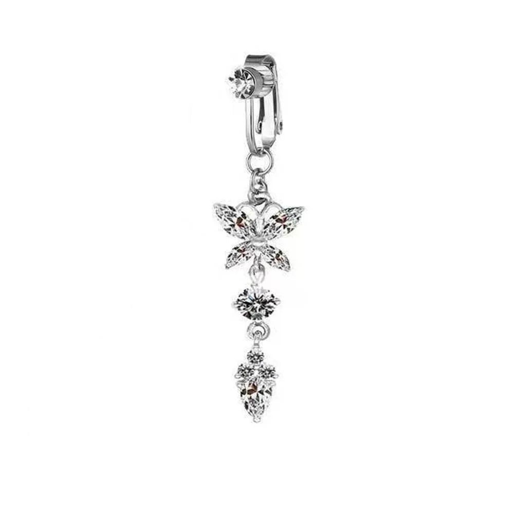 Faux Fake Belly Butterfly Fake Belly Piercing Heart Clip On Umbilical Navel Fake Pircing Moon Star Leaves Cartilage Earring Clip