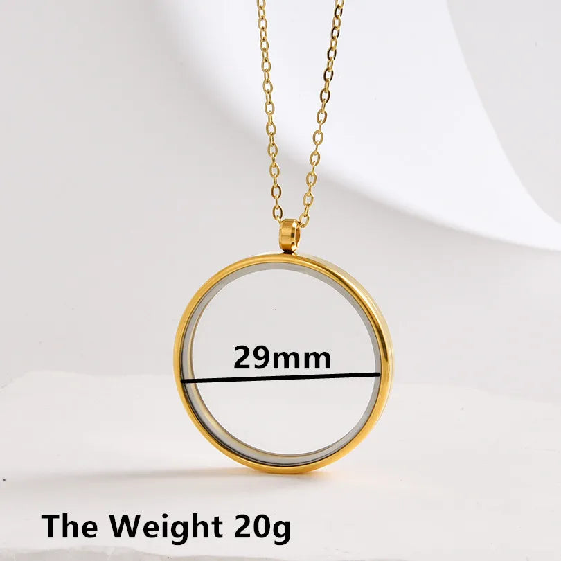 1Pc Inner Size 10-40mm Round Glass Memory Coin Holder Locket Pendant Necklaces Floating Living Relicario Collares Jewelry Bulk