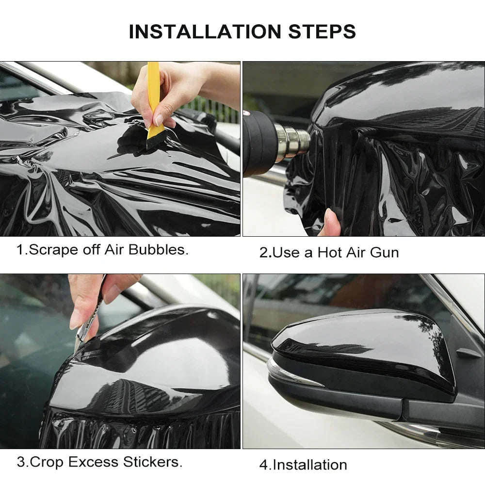 Ultra Gloss PET Piano Black Vinyl Wrap Film Sticker Auto Decoration Accessories Glossy Black Self Adhesive Vinyl Bubble Air Free car accessories accesorios para auto car decal