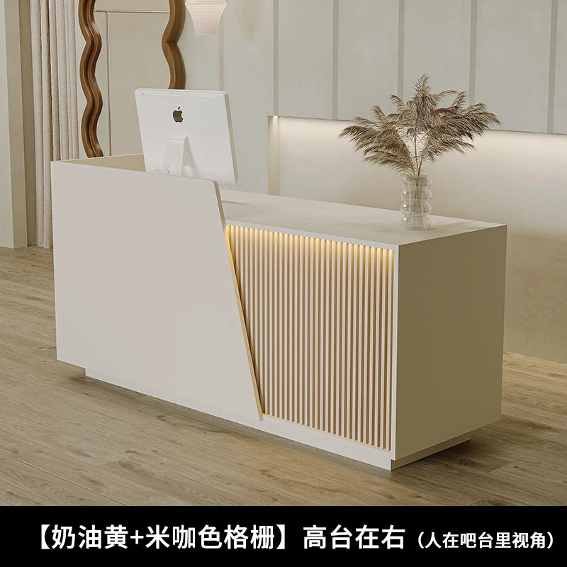 Customized Professional Reception Counter Simple Design Style Reception Desk Creative Storage Theke Empfang Office Furniture