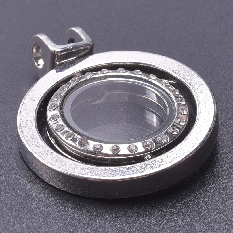 1Pc Punk Heart Round Memory Reliquary Photo Medaillon Pendant Glass Geometric Cremation Ashes Floating Locket кулон Jewelry