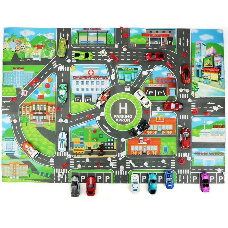 83*58cm/130*100cm Road Mat Children Traffic Car Map Educational Toy Road Plastic Carpet Playmat For Mats City Kids Toys Games