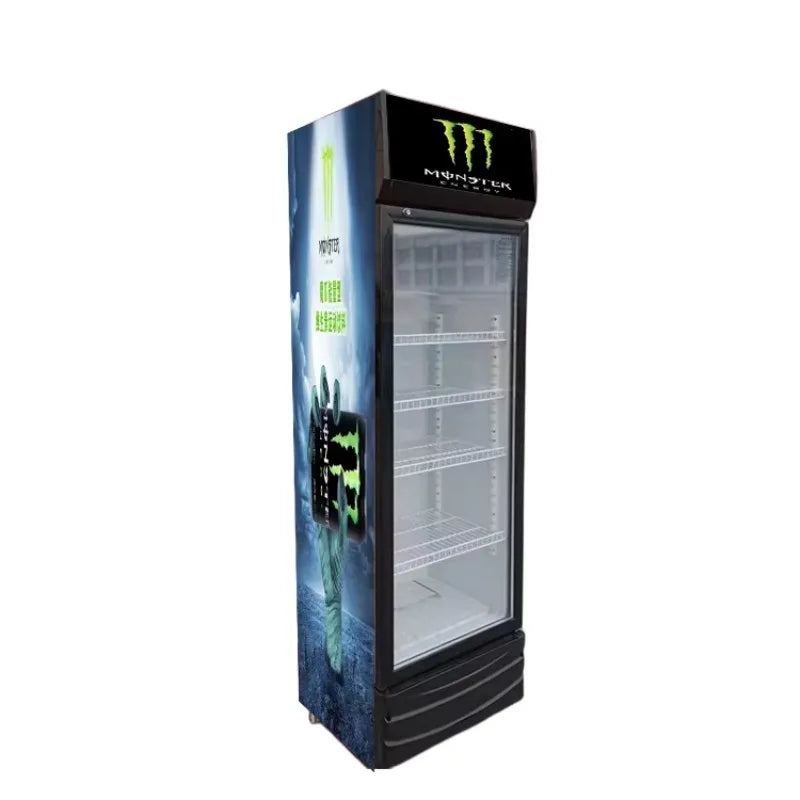 Commercial Single-Temperature Display Refrigerator, Glass Door Beverage Cooler for Drinks & Beverages with Adjustable Shelves