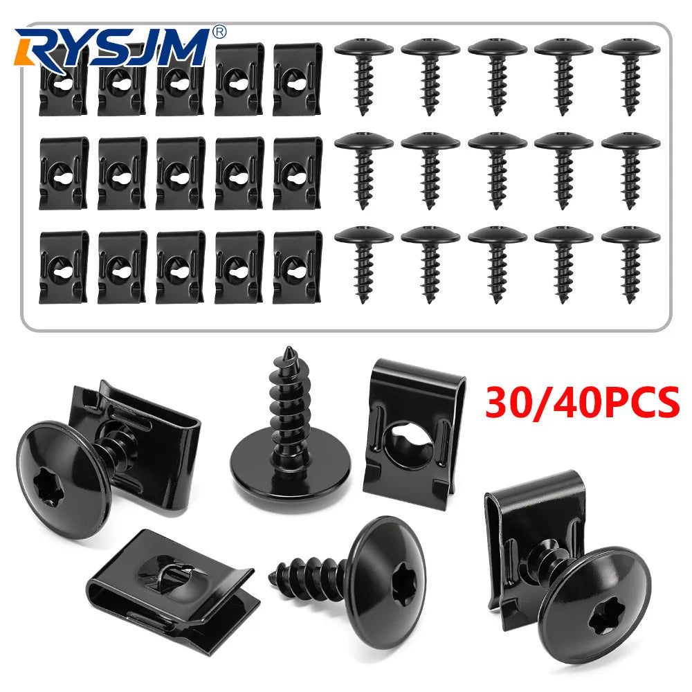 40pcs/30pcs Wall Panel Fixed Screws Self Tapping Car Engine Clamps Bolt Bumper Arch Mud Flaps Splash Guards Undertray Trim