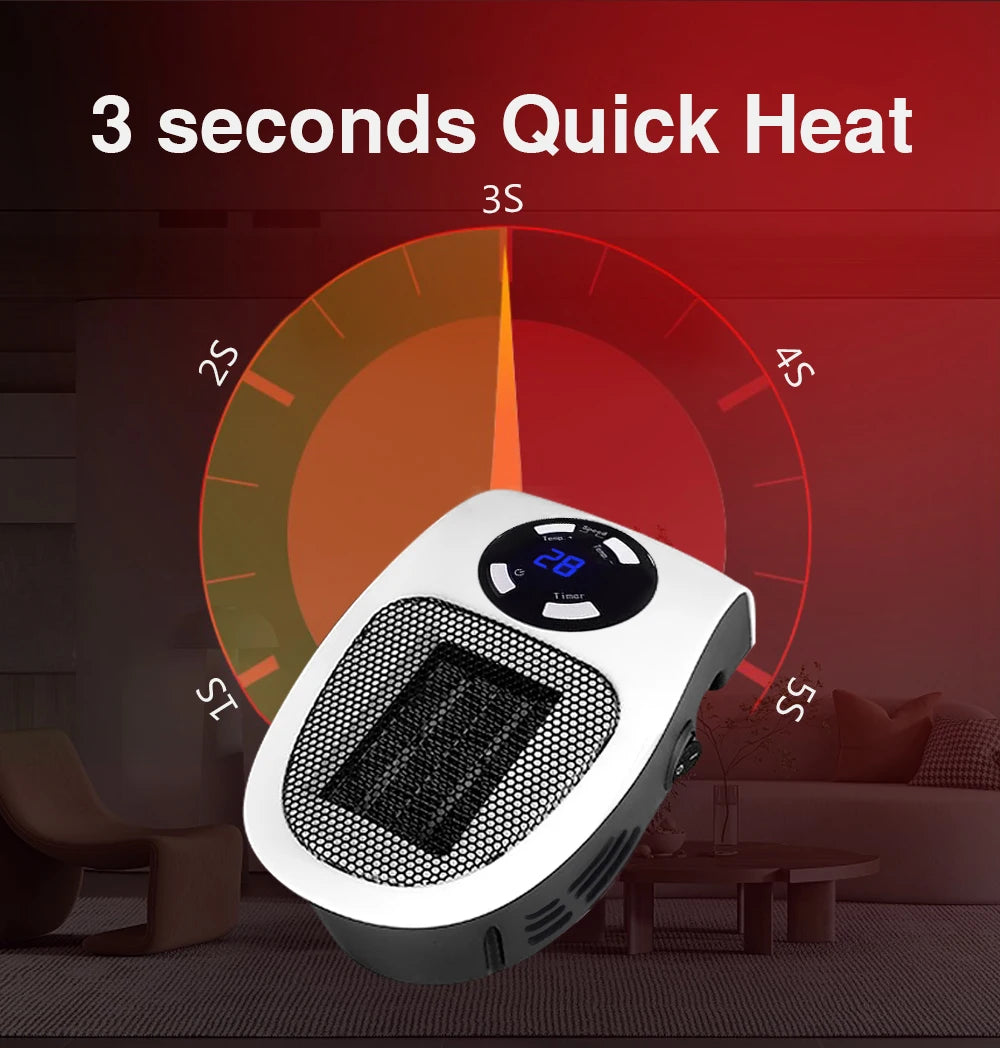 Plug In Electric Heater 500W Portable Room Heater Remote Control Mini Radiator Heating Stove Home Appliance Warmer