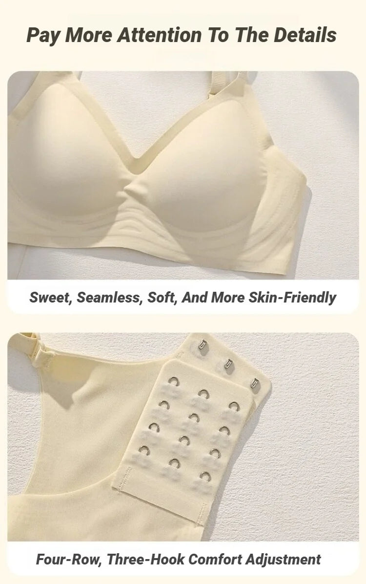 Small Breast Seamless Bra Women'S Push-Up Comfortable Non-Underwire Soft Support Closed Underwear For Women With Breasts No Rims