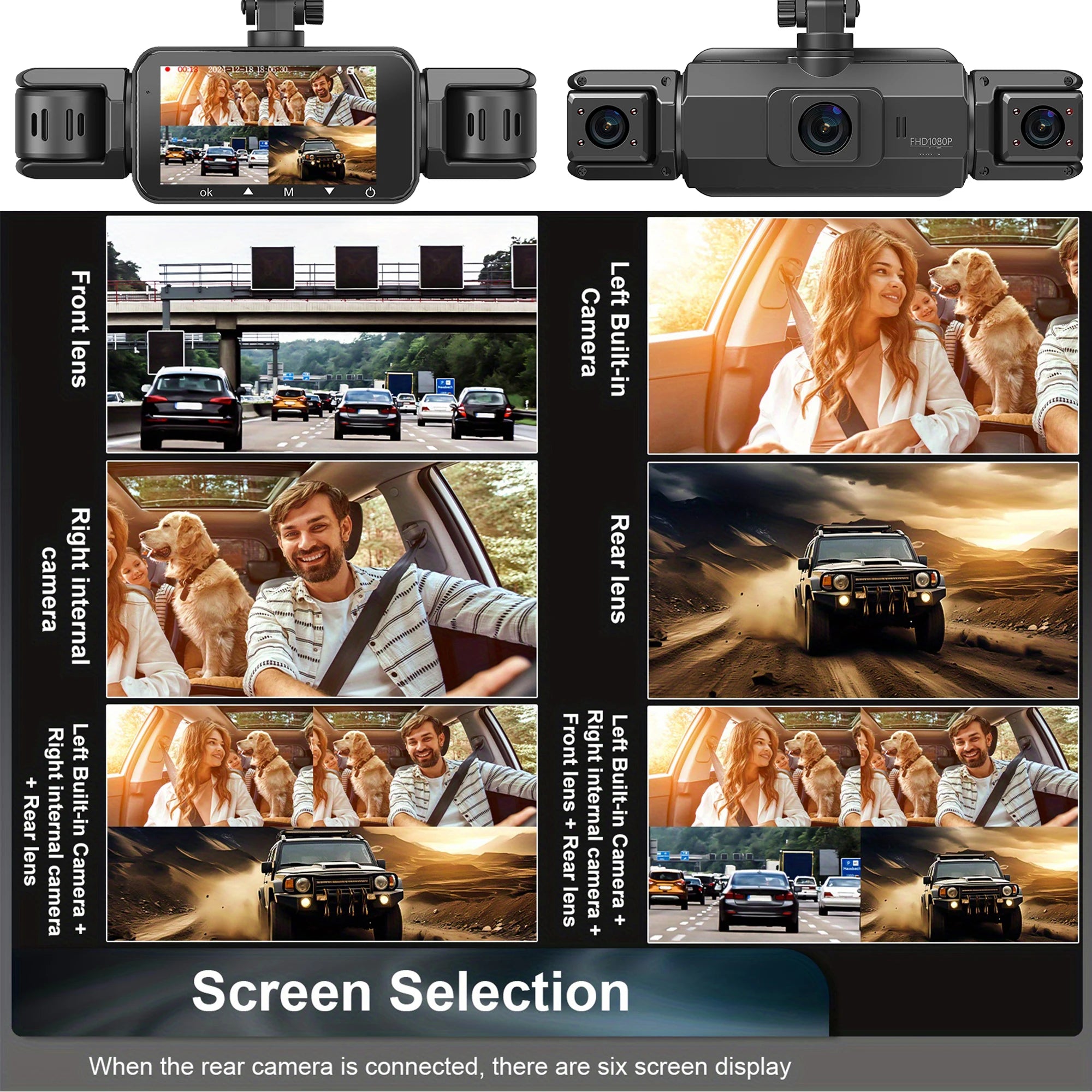 Dashcam for Cars 4 Channel Black Box WiFi Driving Camera FHD 1080P Night Vision Loop Recording Add Hardwire Kit Car Accessories