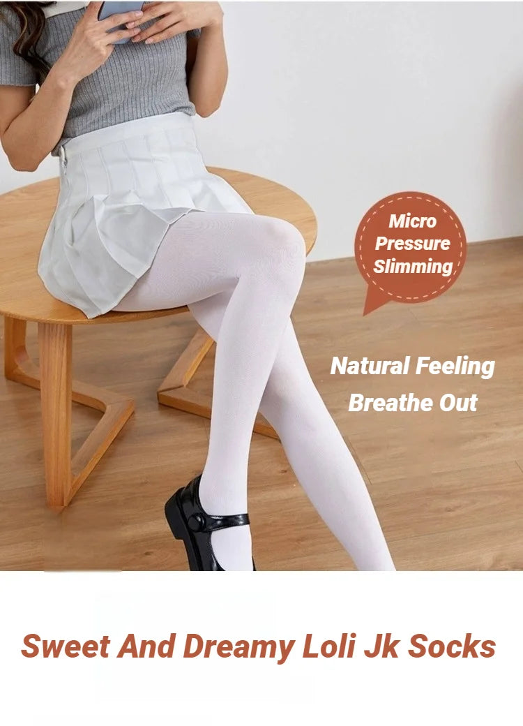 Fall Winter Adult Pantyhose Milk White Silk Socks for Girls Lolita Velvet Thin Bottom Jumpsuit Socks Women