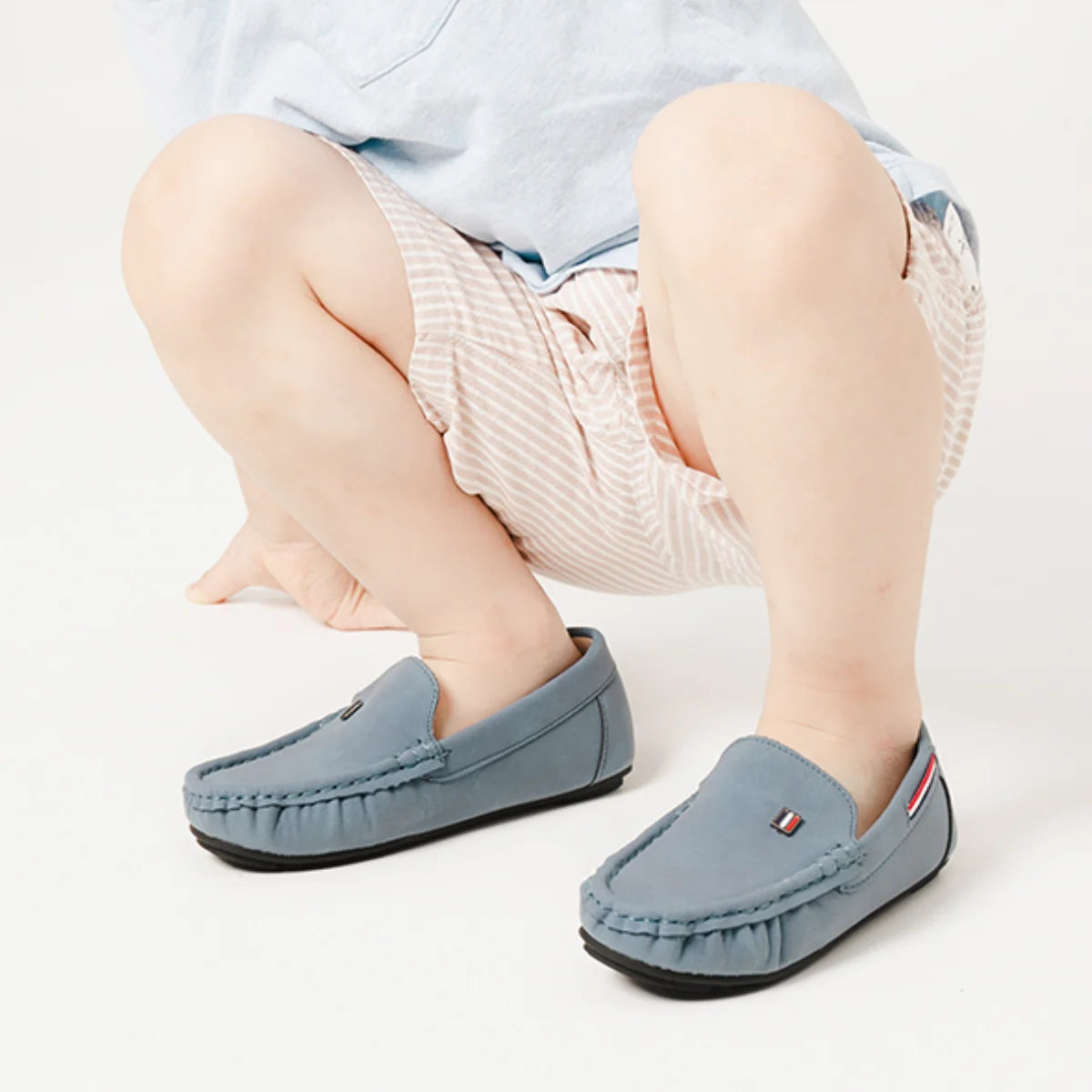 Boys Slip-On Suede Loafers Toddler Little Kid Stitch Detail Casual Dress Shoes