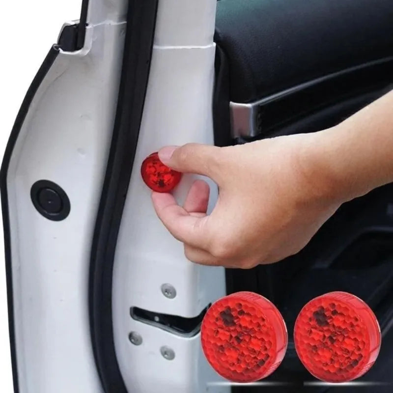 2PCs Car Door Light Warning Light Anti Collision Flash Red Wireless Alarm Lamp Strobe Light Turn Signal Parking Light