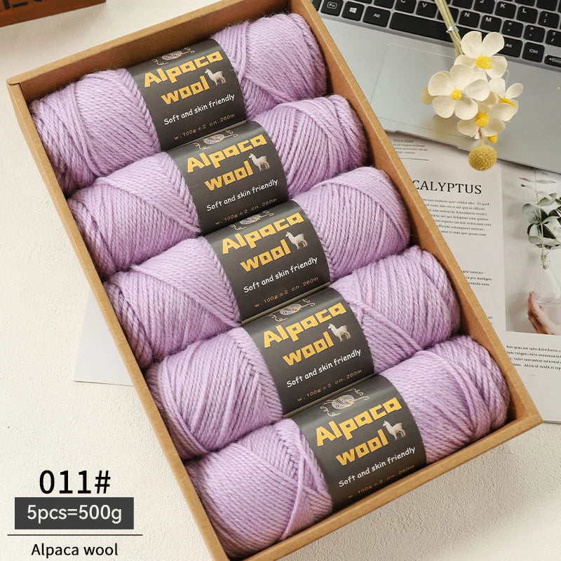 500g Alpaca Wool 245 Chunky Knitting Yarn Multi-Color Autumn and Winter Fashionable Gift for Men and Women DIY Knitting Material Kit for Warm Sweaters, Coats, Scarves, Hats, Gloves, Leg Warmers, Knee Pads Yarn Balls 5Pcs/Pack