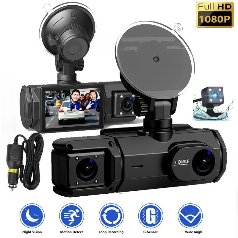Dash Cam for Car 3 Channel Front Rear Camera 1080P WIFI Video Recorder Dashcam Car DVR Night Vision G-sensor Car Accessories