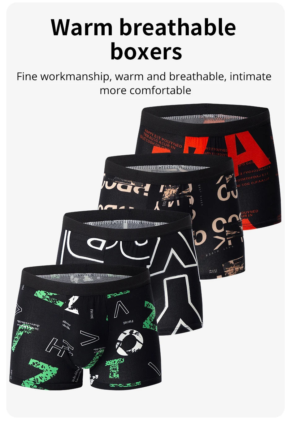 4/10piece Men's European And American Size Printed Fashionable Underwear Comfortable Plus Size Boxer Shorts Casual Sports Shorts