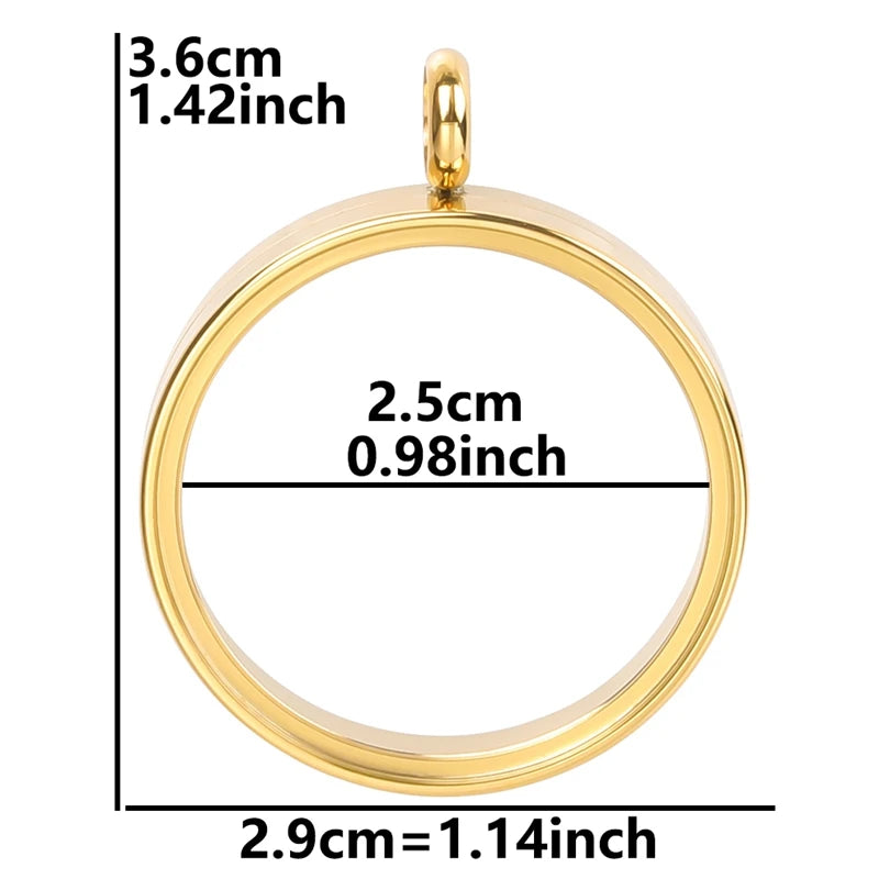 1Pc Stainless Steel Round Reliquary Photo Coin Holder Locket Pendant Openable Glass Cremation Urn Relicario Colgantes Jewelry
