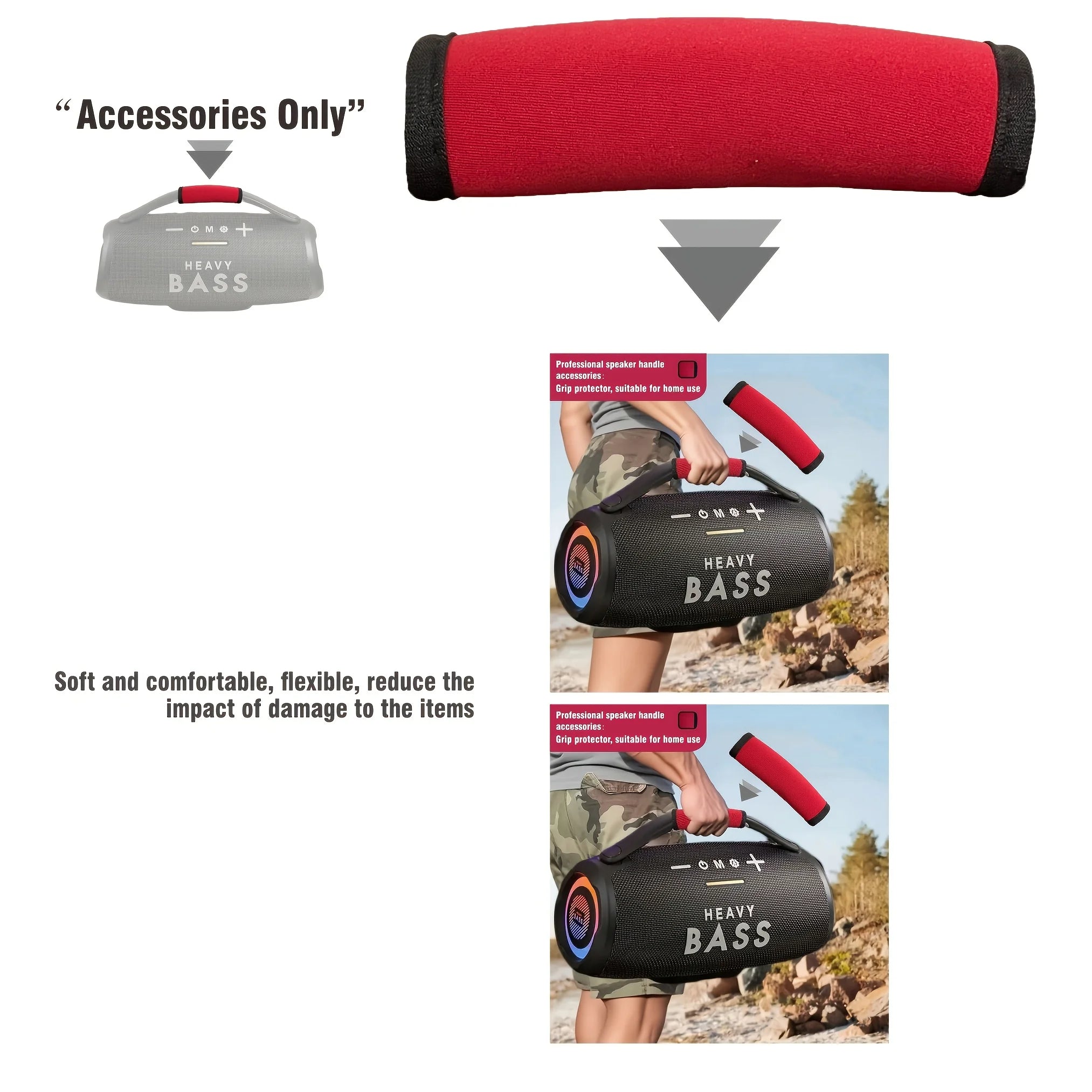 Heavy-Duty Subwoofer Handle Wrist Strap - Red Fabric Car Stereo Accessory with Non-Slip Grip, Compatible with Car Amplifier Spea
