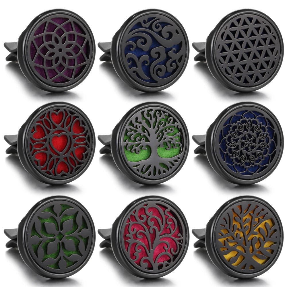 Black Perfume Diffuser Clip Auto Vent Car Air Freshener Alloy Stainless Steel Aroma Aromatherapy Essential Oil Diffuser Locket