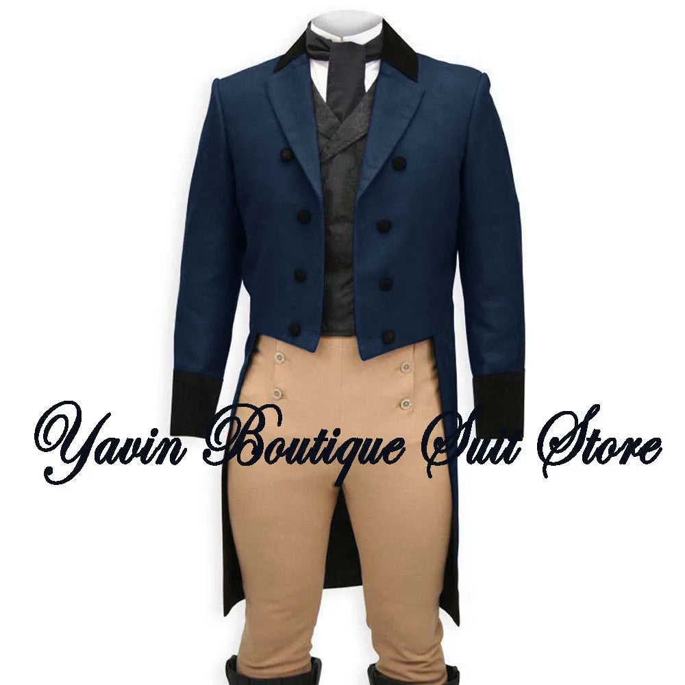 Men's 3 Piece Suit Swallow Tailed Coat Slim Fit One Breasted Tailcoat for Wedding Prom Dinner Party Blazer Pants Set