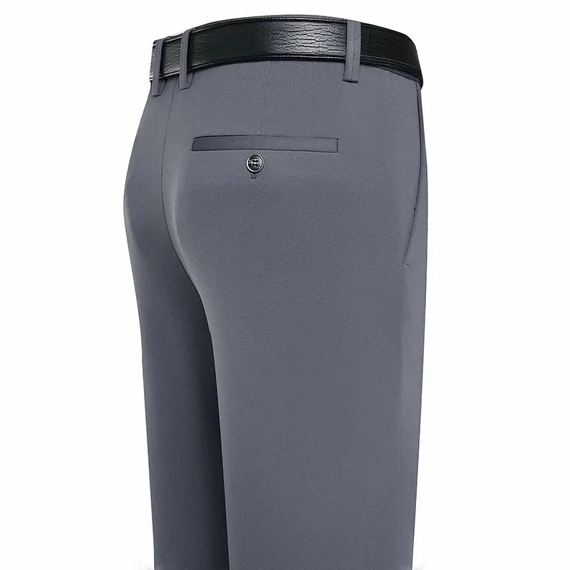 Spring Summer Men's Casual Pants Stretchy Suit Pants Formal Business Trousers Plus Size 46 48 Classic Navy Blue Trousers