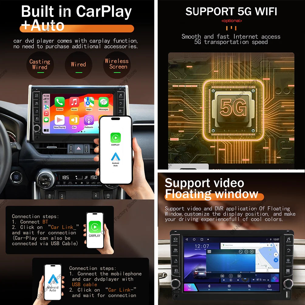 Android 16  For Kia RlO 2 2005 - 2011 2 Din Video Player Car Radio Multimedia Stereo Navigation Carplay AUTO Head Unit Audio  GP