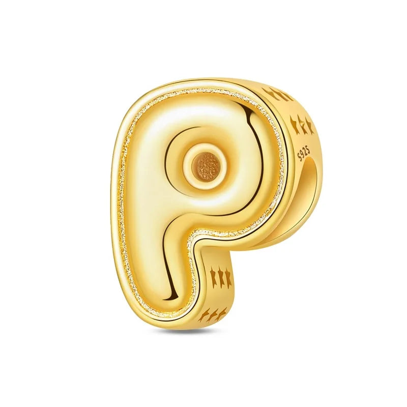 New Hot Sales 925 Sterling Silver 26 Golden Letters Charms Bead Fit Original Bracelet DIY Women Birthday Jewelry Gifts
