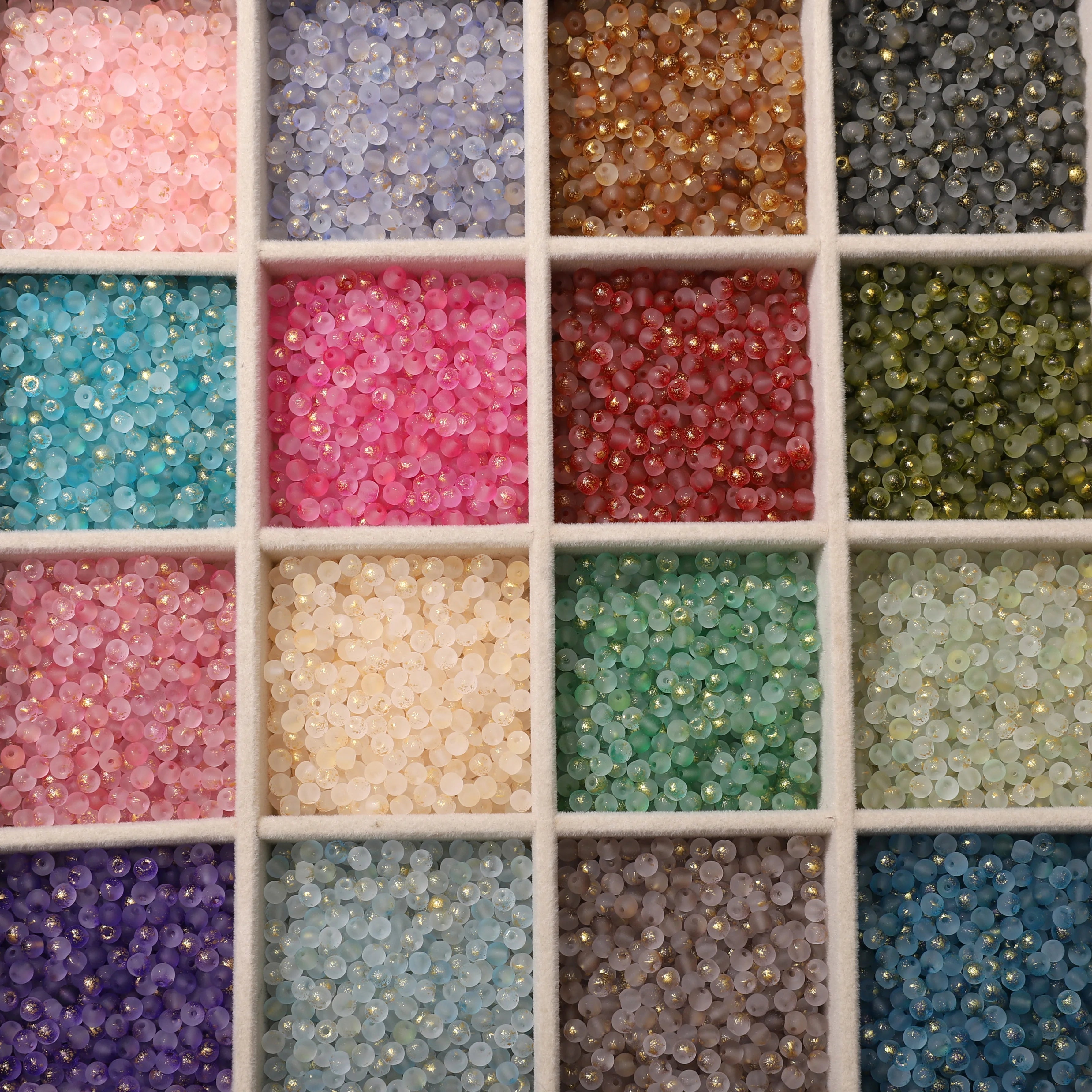 100Pcs 4mm High Quality Frosted Gold Splattered Glass Rice Beads Loose Beads for Handmade Jewelry DIY Bracelet Necklace Material