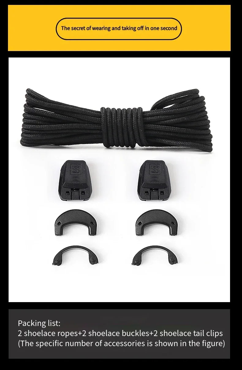 Fashion No Tie Shoelaces Outdoor Running Sneakers Laces Round Tennis Shoe Laces Without Ties Adult Kids Shoelace Shoes Accesorie