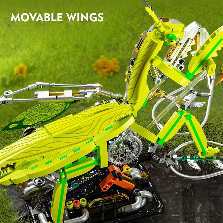 MOC Creative Mechanical Mantis Building Blocks Set  Insect Power Moto Model Kit DIY Assembly Bricks Toys Kids Birthday Gift