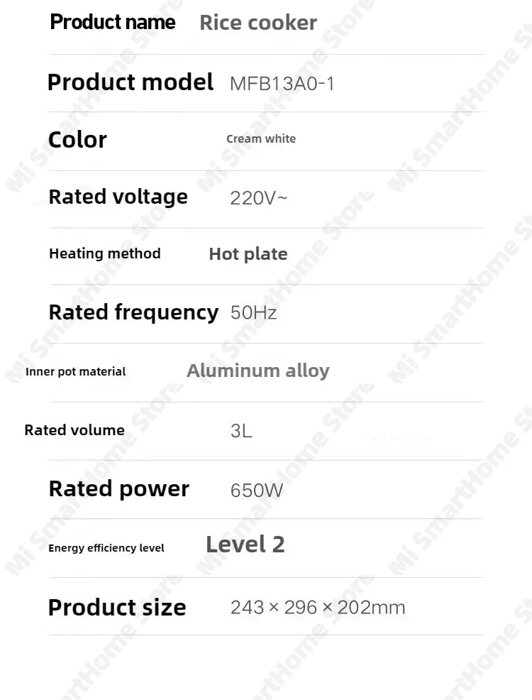 Xiaomi Mi Rice Cooker N1 3L Energy-saving Version 9 Stage Cooking Dual Engine Anti Overflow 6-Layer Composite Liner MFB13A0