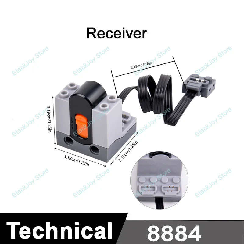 MOC Power Functions M/L/XL Motor Battery Box IR Remote Receiver for RC Car Robot Model Building Blocks Technical Modified Parts