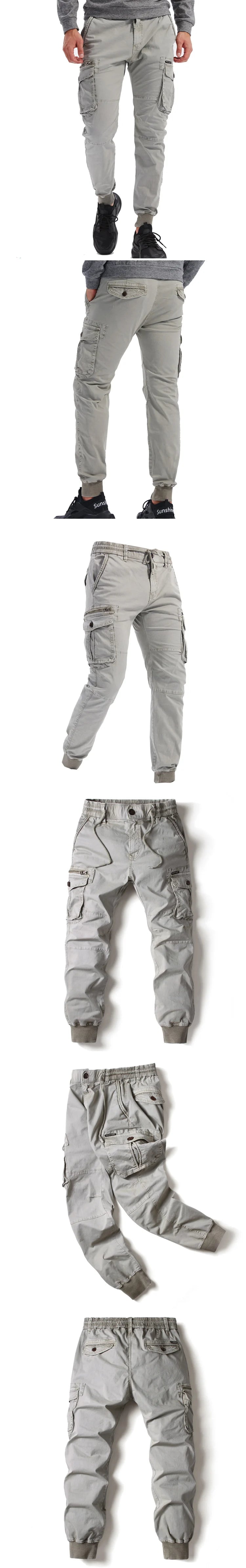 New Cotton Men Cargo Pants Khaki Casual Men Tactical Joggers Cargo Multi-Pocket Fashion Black Army Light gray Trousers Work Wear