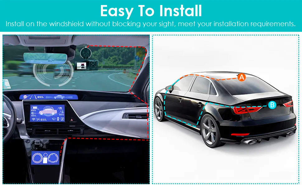 2/3Camera WIFI/NO WIFI Dash Cam Cabin Car Dvr 1080P Interior Vehicle Three Way Channel Dvrs Recorder Video Dashcam Camcorder