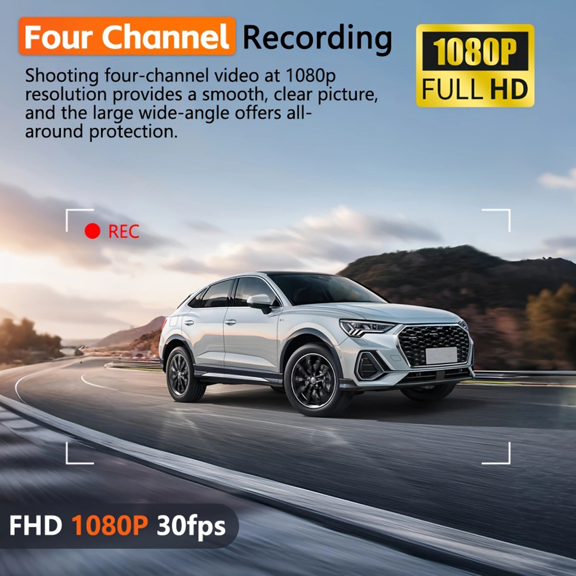Dashcam for Cars 4 Channel Black Box WiFi Driving Camera FHD 1080P Night Vision Loop Recording Add Hardwire Kit Car Accessories