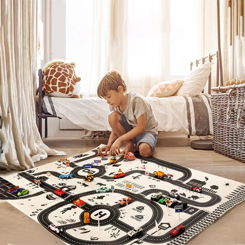 83*58cm/130*100cm Road Mat Children Traffic Car Map Educational Toy Road Plastic Carpet Playmat For Mats City Kids Toys Games