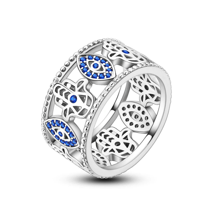 Rings For Women 925 Silver Size 6-9 Ocean Flower Sun Butterfly Heart Hollow Ring Fit For Engagement Weddings Fine Jewelry Gifts