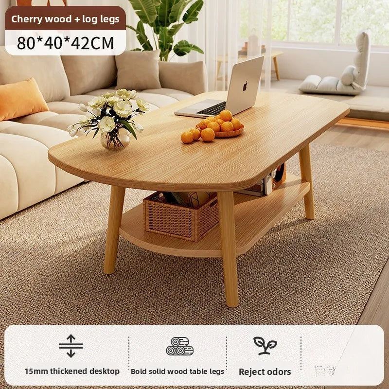 Coffee table living room small apartment multi-functional small tea table Nordic simple homestay double-layer small table