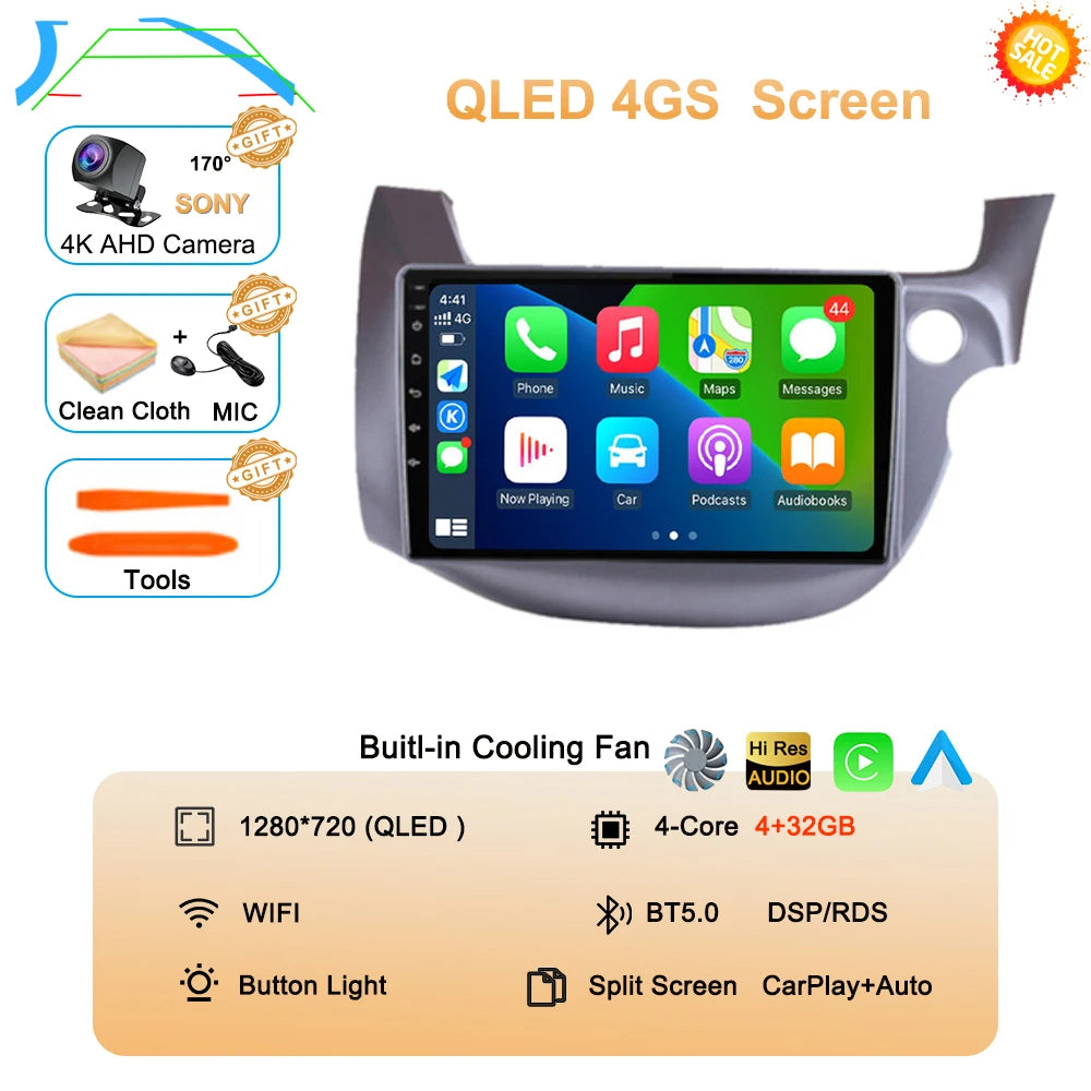 Car Radio Android 16 For Honda Jazz Fit 2007-2013 RHD Stereo Multimedia Video Player Carplay Auto GPS Navigation 2din Head Unit