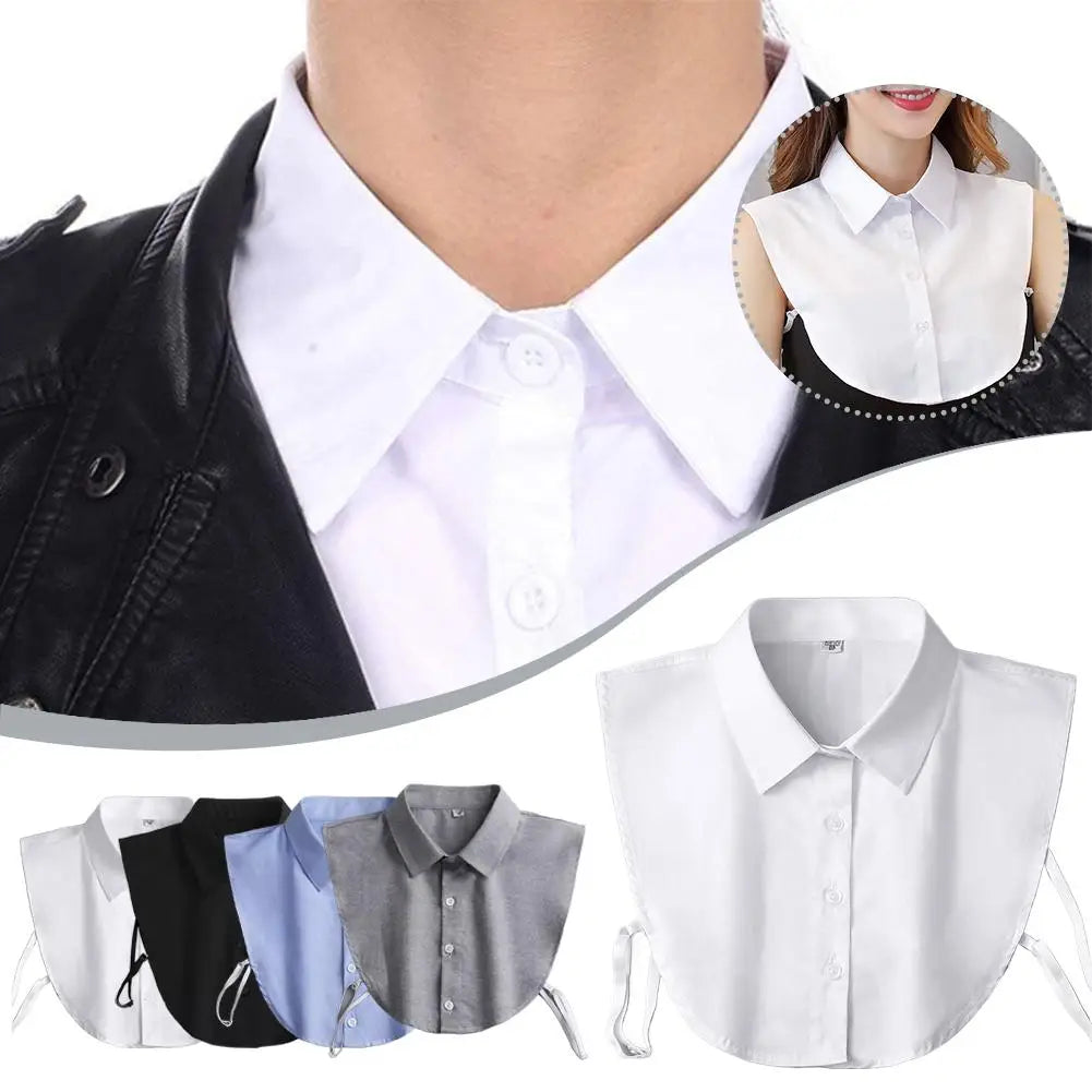 Fake Collar Detachable Collar for Women Girls Shirts Dickey Half False Blouse Dickey Tops Solid Color False Collar White/Black