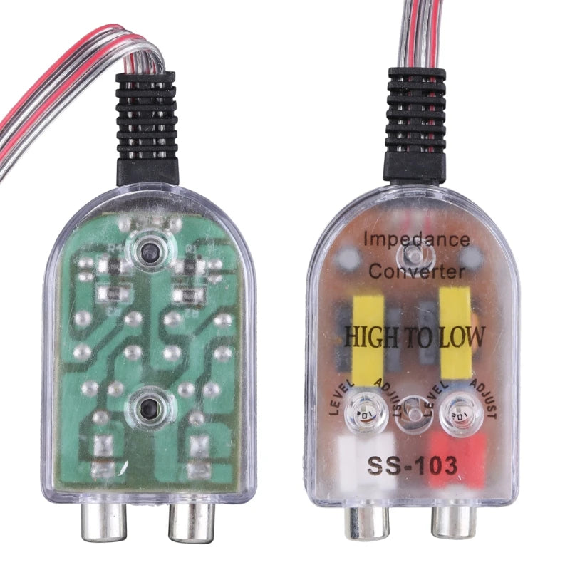 Car Stereo  12V RCA Speaker Amplifier High To Low Level Line Output Converter Adapter Wiring Adjustable Auto Part
