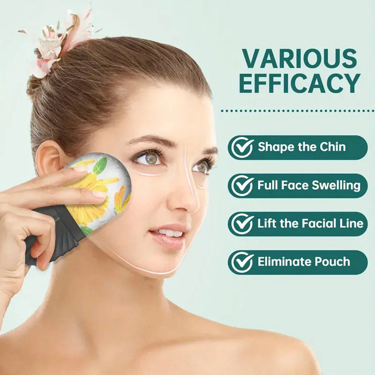 Ice Face Roller Set 1/2/3pcs Facial Roller Gua Sha Mold Cube Face Massage Lifting Contouring Skin Care Tool