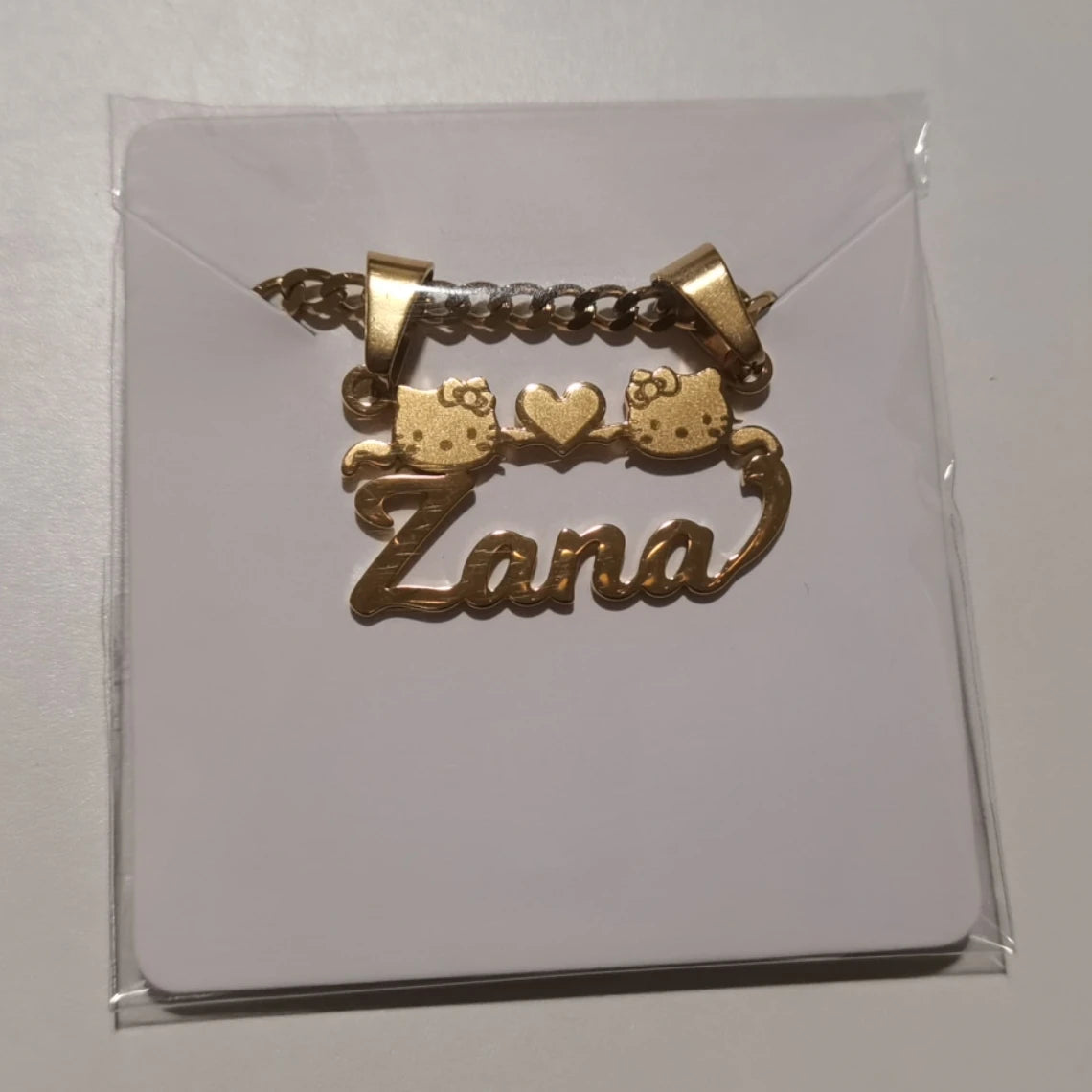 Custom Removable Cartoon Character Name Pendant Gold Color Stainless Steel Heart Nameplate Necklaces For Women Girl Kids