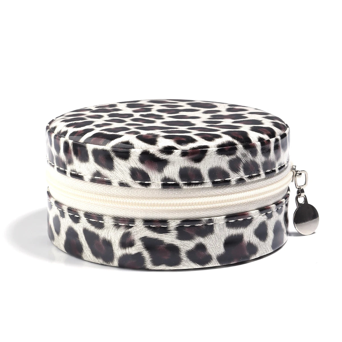 1 Pc PU Leather Jewelry Box Round Jewelry Organizer Case Multicolor Portable Necklace Earrings Rings Display Mini Storage Box
