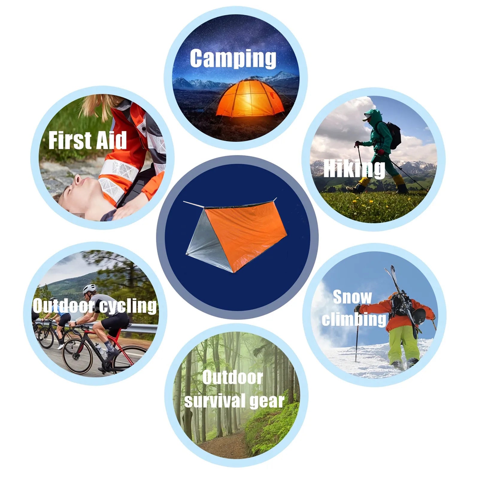 Outdoor emergency 3-piece set including tent, raincoat, sleeping bag, outdoor emergency first aid, travel, outdoor insulation