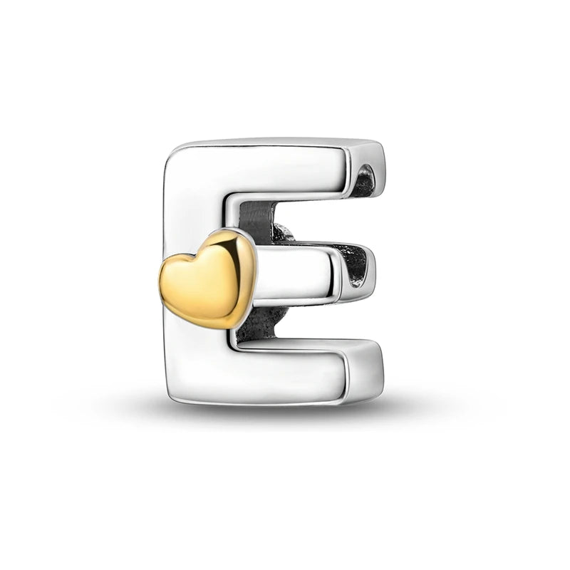 New Hot Sales 925 Sterling Silver 26 Golden Letters Charms Bead Fit Original Bracelet DIY Women Birthday Jewelry Gifts