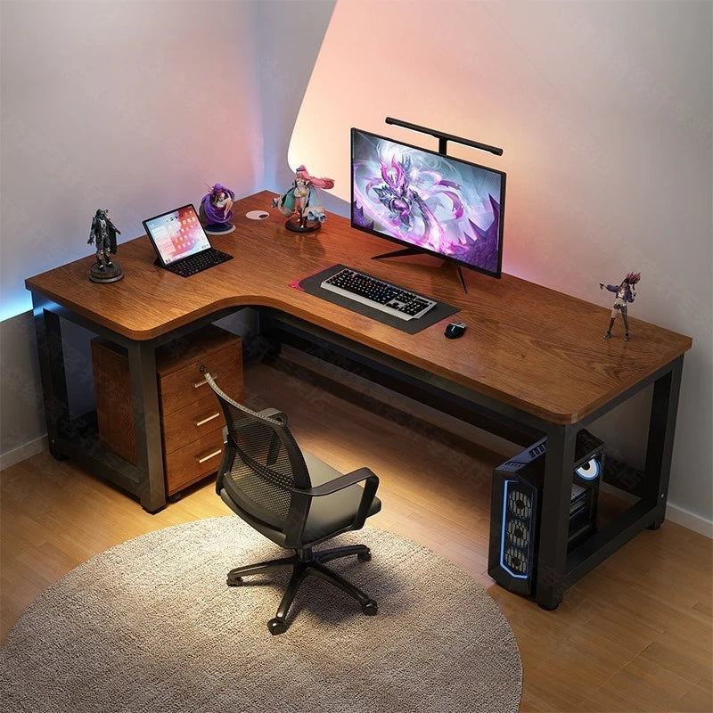 47 in Computer Desk with Drawer, Storage Cabinet Shelve, L Shape Home Office Reversible Study Table, Wood Executive Writing Desk