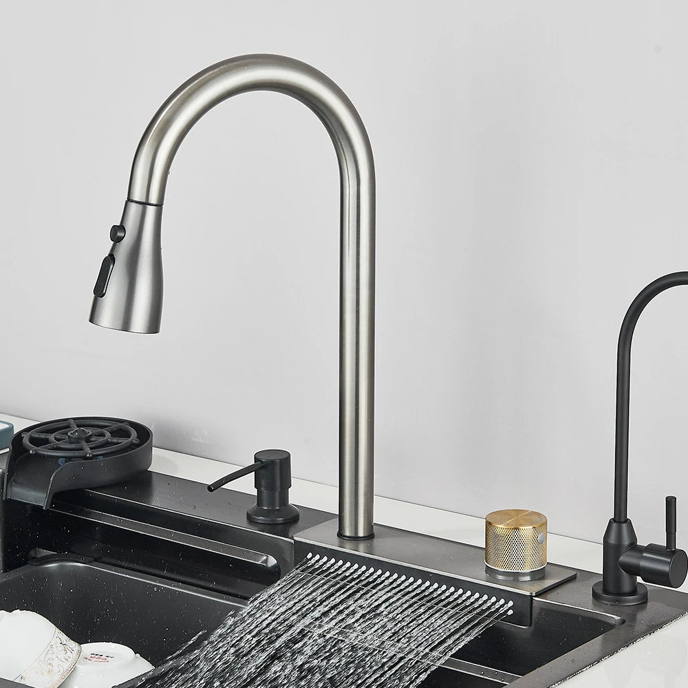 Stainless Steel Kitchen Sinks Recessed Sinks Kitchen Taps Sinks with Drains Kitchen Faucet Sink Sets