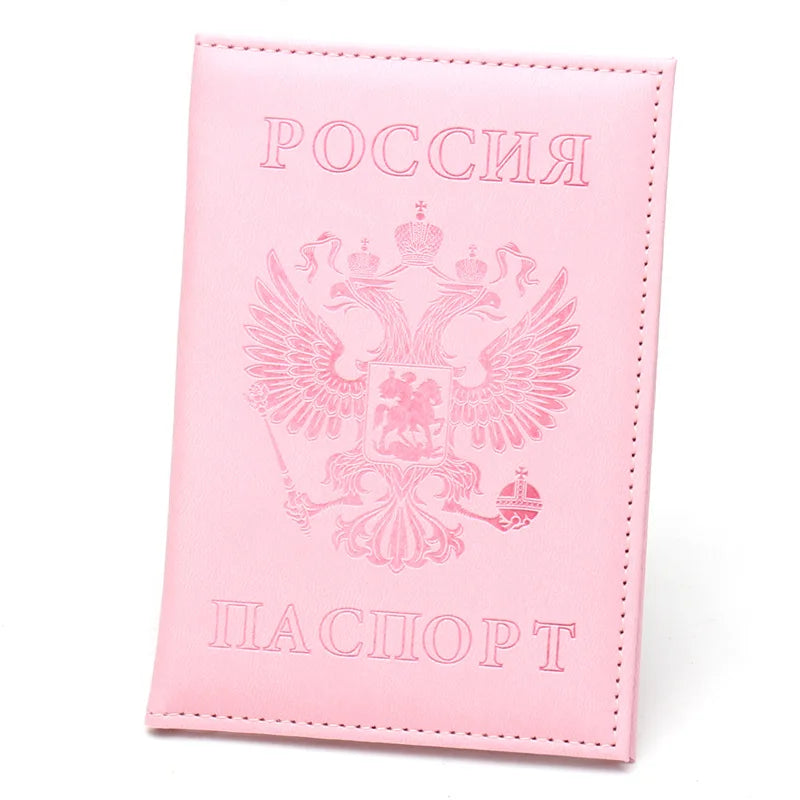 Russian Passport Holder Leather Cover Wallet Travel ID Card Holder