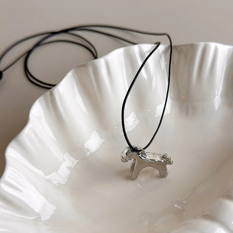 LATS Fashion Colorful Horse Pendant Long Necklace for Women Adjustable Sweater Chain Necklaces Jewelry Gifts Accessories